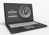 Laptop mit Login- und Passwort-Eingabe